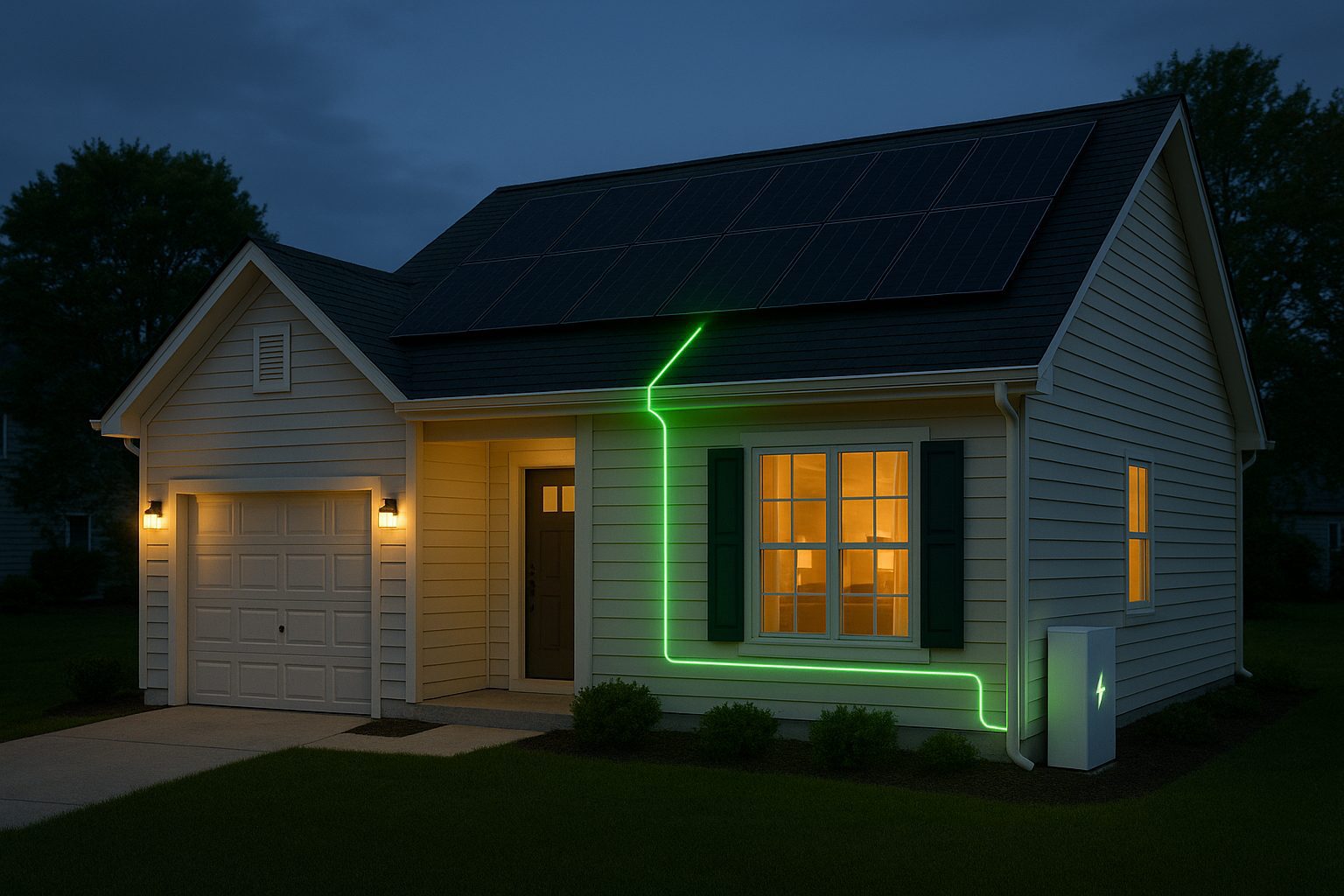 House with solar and home battery